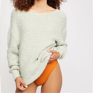 Free People Menace Solid Tunic Sweater Oversized Slouchy Mint Green Size Medium